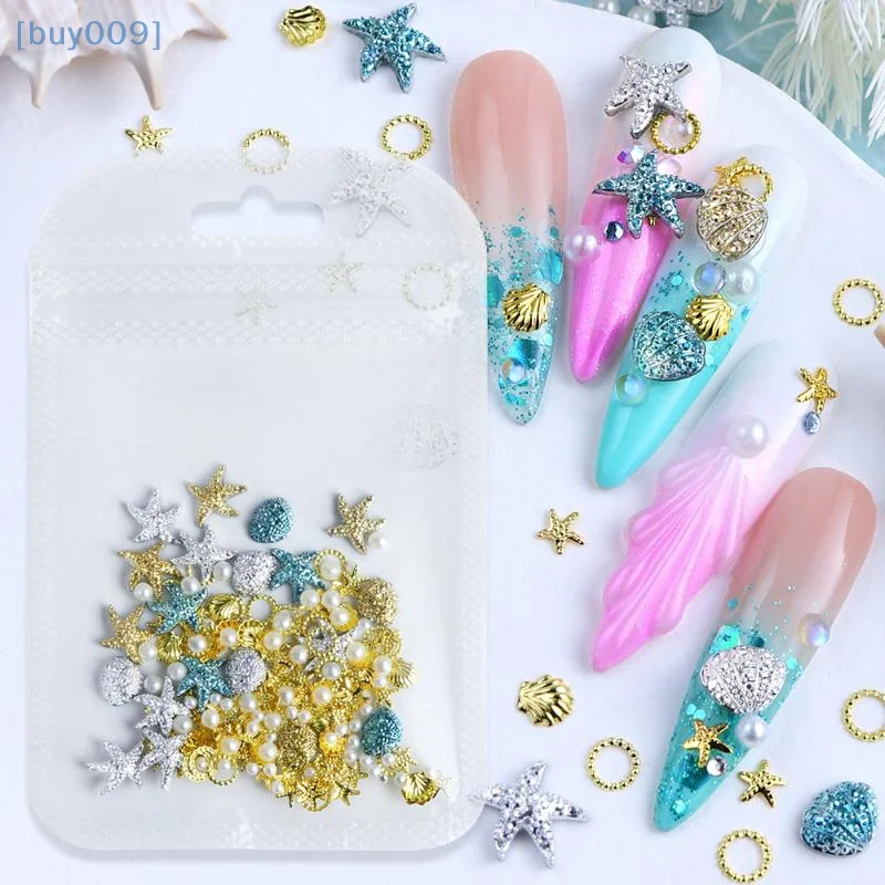 Summer Ocean Nail Charms 3D Metal Resin With Pearls Decoration Gold Silver Blue Shell Starfish Rivet Jewelry Nail Art Accessory
Summer Ocean Nail Charms 3D Metal Resin With Pearls Decoration Gold Silver Blue Shell Starfish Rivet Jewelry Nail Art Accessory