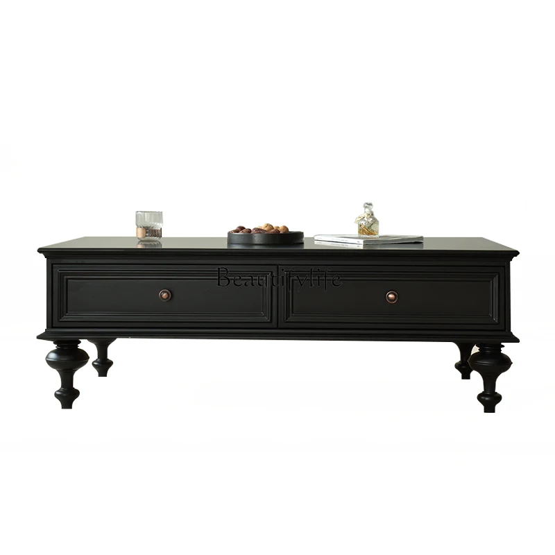 Simple American all-solid wood coffee table French retro home living room tea table
Simple American all-solid wood coffee table French retro home living room tea table