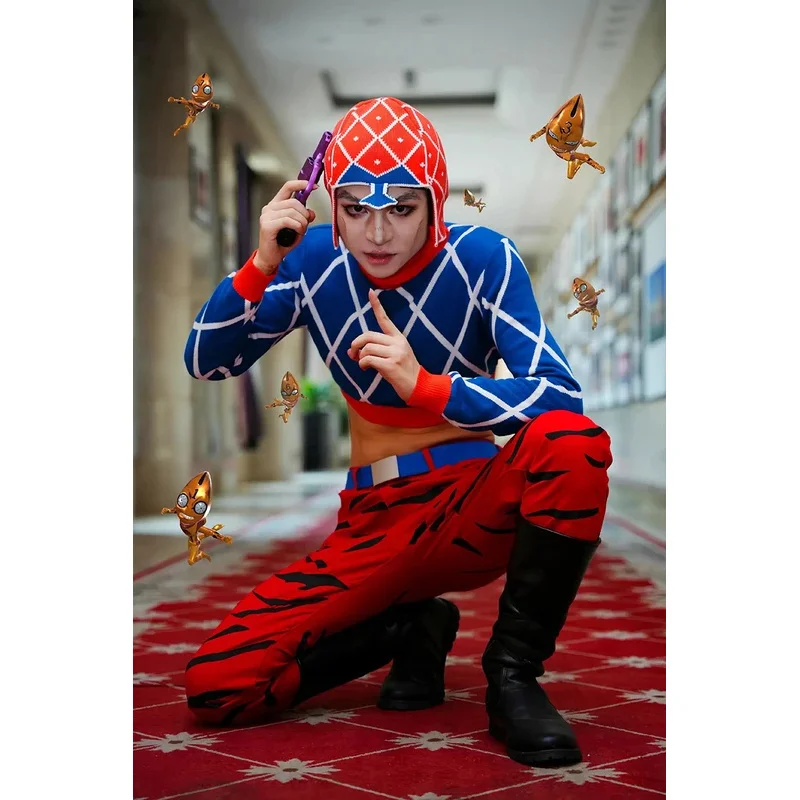 ER1KAnime Bizarre Adventure Cosplay Costume Golden Wind Guido Mista Blue Long Sleeves Tops Red Pants Hat Party Comic Unisex Outf
ER1KAnime Bizarre Adventure Cosplay Costume Golden Wind Guido Mista Blue Long Sleeves Tops Red Pants Hat Party Comic Unisex Outf