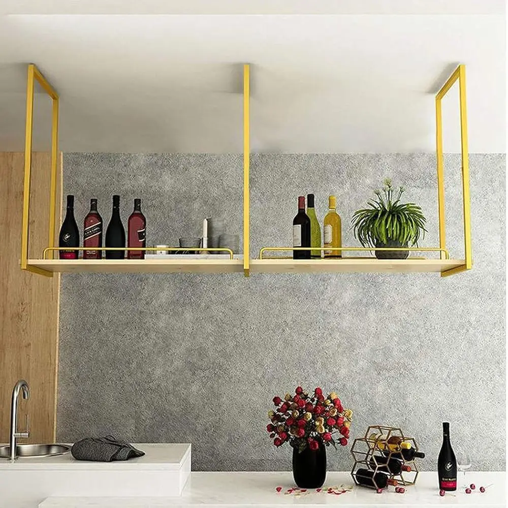 Золотая однослойная подвесная винная полка — потолочная подставка для растений в стиле ретро для баров, ресторанов, кухонь и декоративного хранения
Золотая однослойная подвесная винная полка — потолочная подставка для растений в стиле ретро для баров, ресторанов, кухонь и декоративного хранения