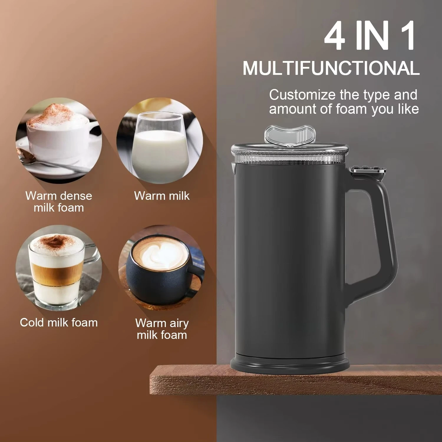CE Certified 4 in 1 Electric Milk Foam Machine Automatic Commercial Latte Art Frother
CE Certified 4 in 1 Electric Milk Foam Machine Automatic Commercial Latte Art Frother