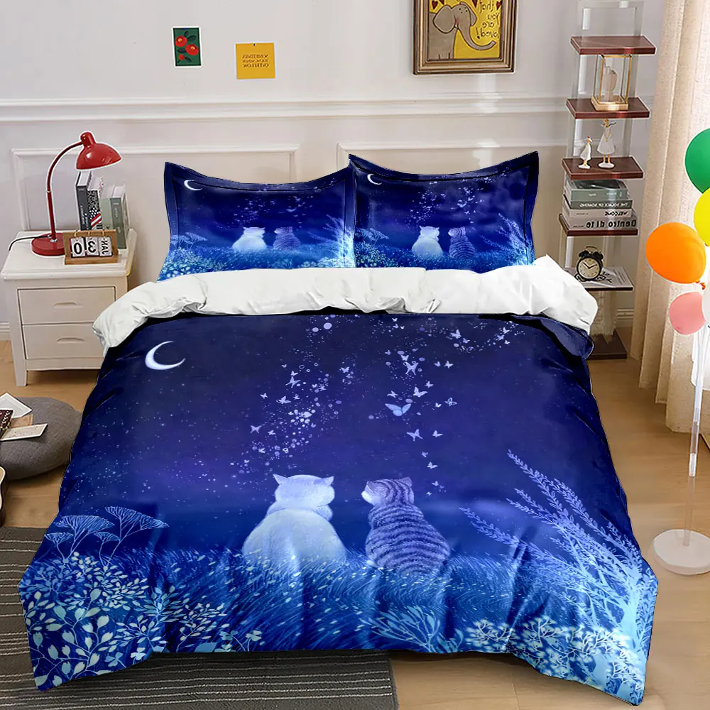 "Romantic Night Cat Decor Set" Soft Comfortable Duvet Cover Bedding Set Included 1*Duvet Cover & 2*Pillowcases, gift
"Romantic Night Cat Decor Set" Soft Comfortable Duvet Cover Bedding Set Included 1*Duvet Cover & 2*Pillowcases, gift