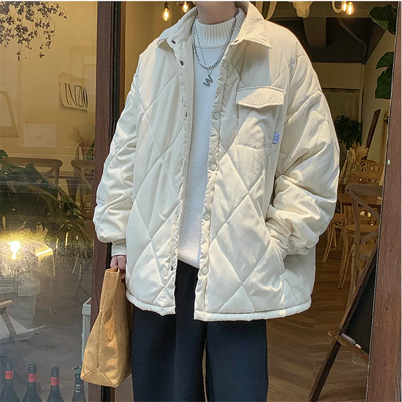 Cotton Jacket Men Autumn Winter Lapel Single Breasted Long Sleeve Casual Outerwear Solid Color Diamond Parkas Male Loose Coat
Cotton Jacket Men Autumn Winter Lapel Single Breasted Long Sleeve Casual Outerwear Solid Color Diamond Parkas Male Loose Coat