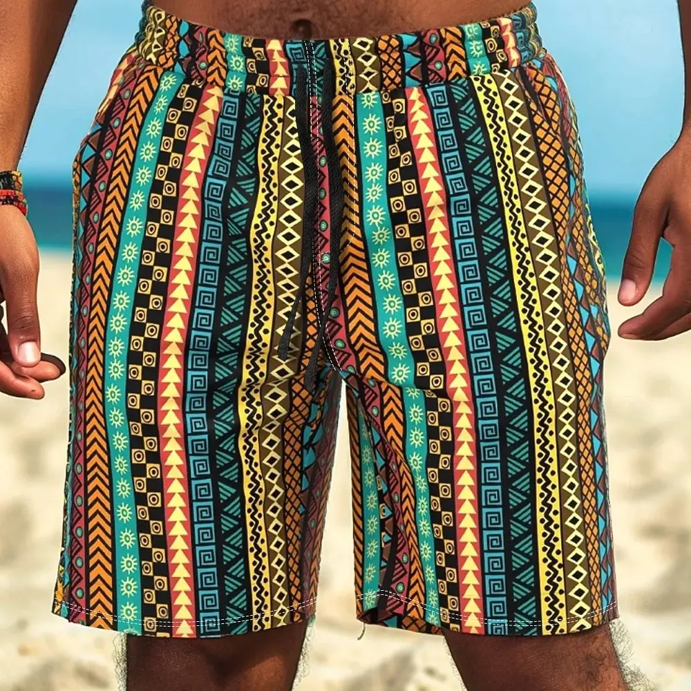 Men's Spring Summer Ethnic Geometric Striped Print Drawstring Shorts, Casual Vacation Beach Loose Printed For Outdoor
Men's Spring Summer Ethnic Geometric Striped Print Drawstring Shorts, Casual Vacation Beach Loose Printed For Outdoor