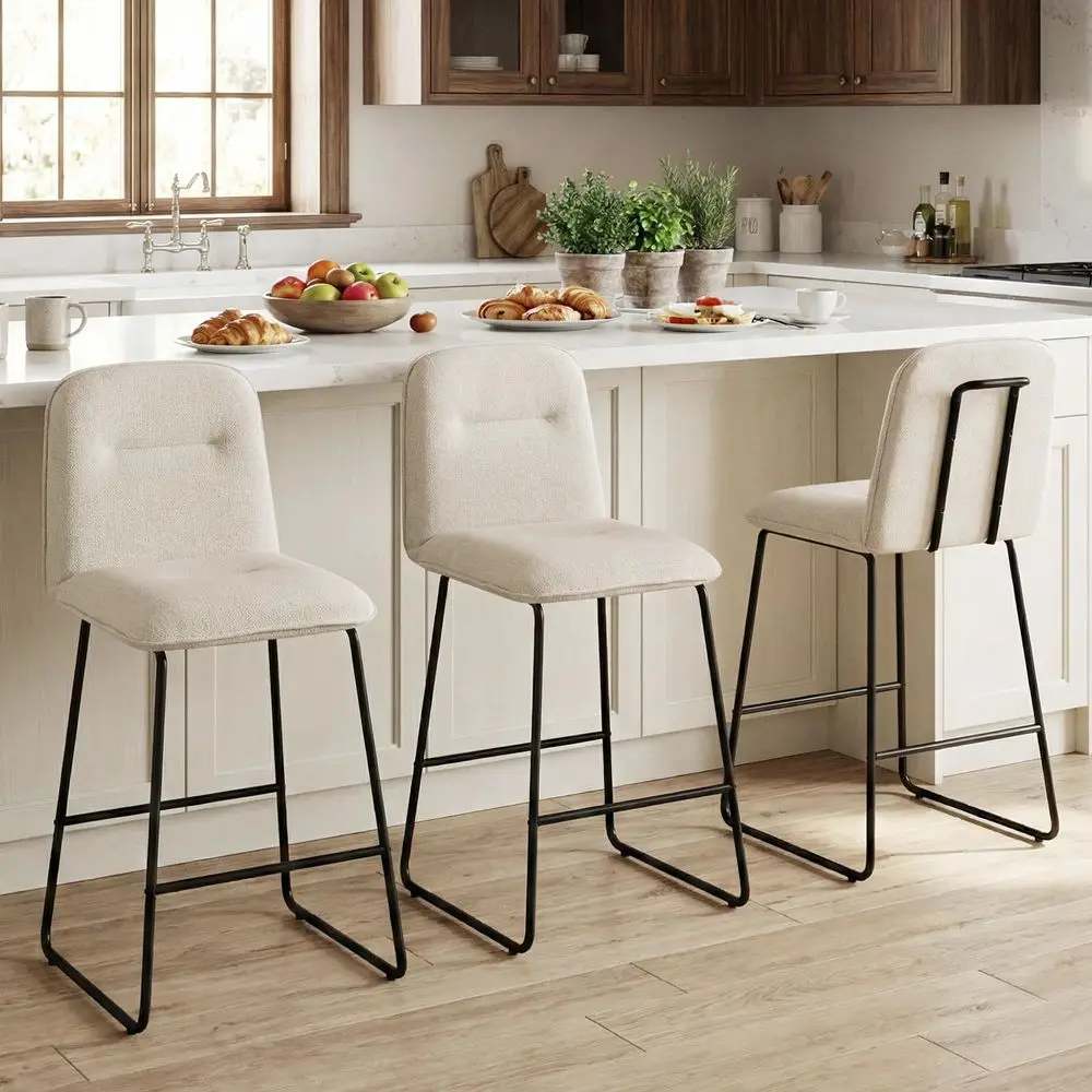 Stools Set of 3, 26 Counter Height Bar Stools with Back, Modern Linen Fabric Upholstered Barstools with Metal Frame amp Footres
Stools Set of 3, 26 Counter Height Bar Stools with Back, Modern Linen Fabric Upholstered Barstools with Metal Frame amp Footres