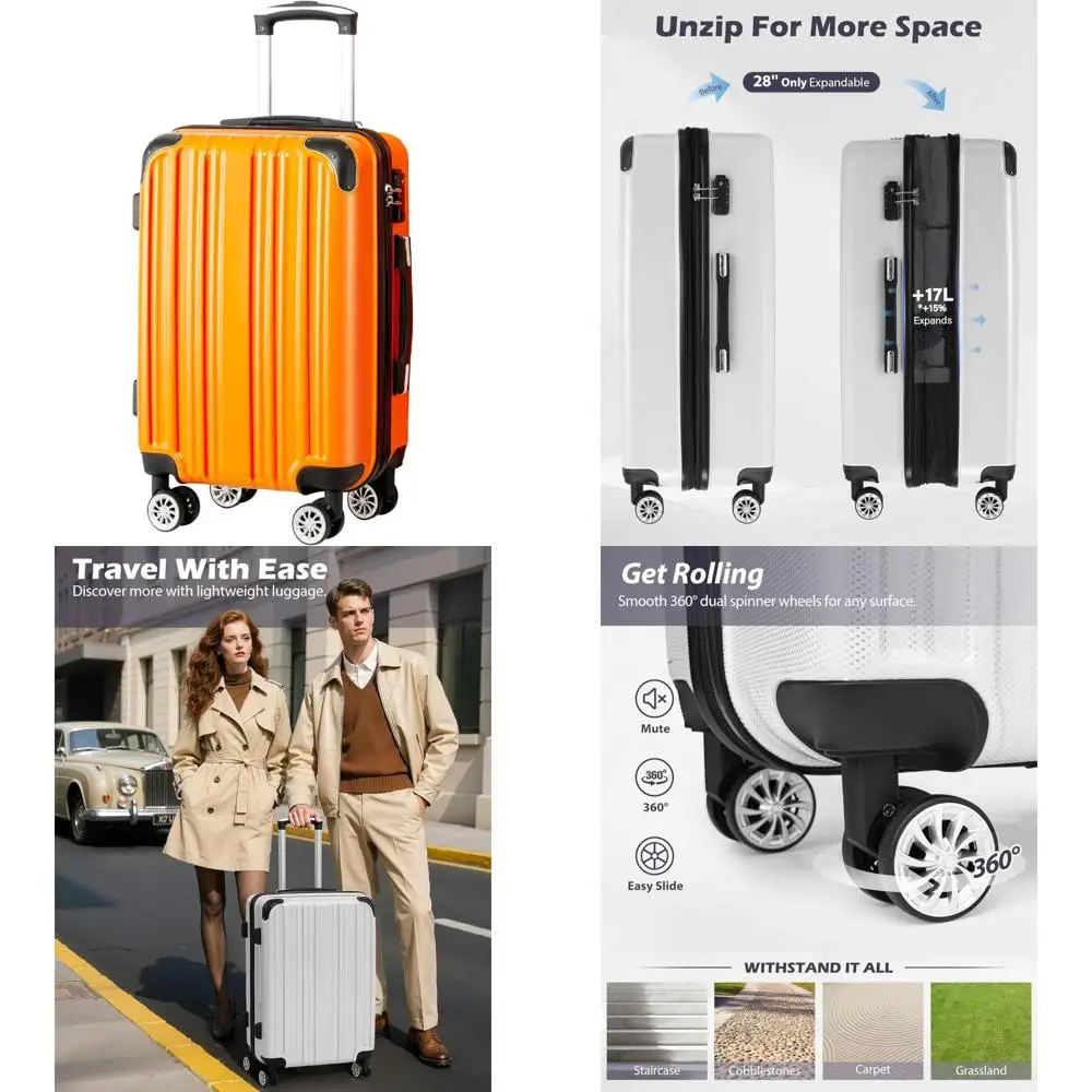 Expandable Suitcase PC+ABS Spinner 20, 24, 28 Inches Carry-On Luggage Set in Orange with Long-Term Travel Features
Expandable Suitcase PC+ABS Spinner 20, 24, 28 Inches Carry-On Luggage Set in Orange with Long-Term Travel Features