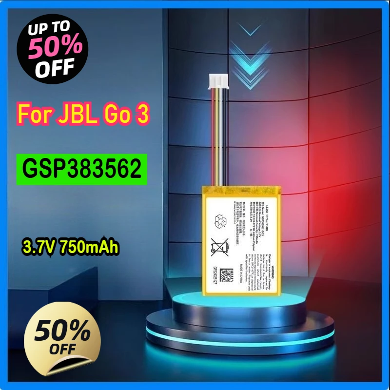 3.7V 750mAh GSP383562 Battery for JBL Go 3 Go3 G03 Special Edition Bluetooth Audio Battery Bateria with Tools in Stock
3.7V 750mAh GSP383562 Battery for JBL Go 3 Go3 G03 Special Edition Bluetooth Audio Battery Bateria with Tools in Stock