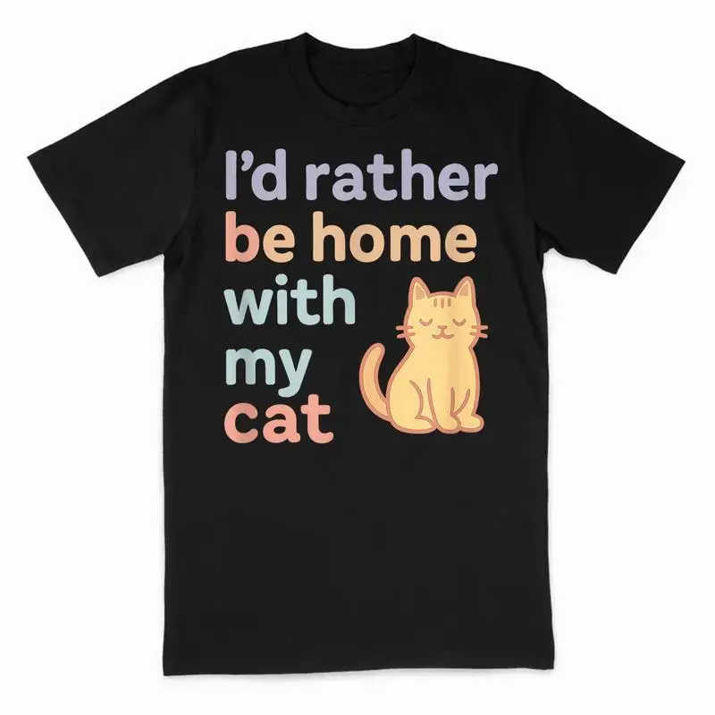 Cute Cat T-Shirt, "I'd Rather Be Home With My Cat" Funny Pet Lover Gift, Kitten Graphic Tee for Men and Women, Casual Wear
Cute Cat T-Shirt, "I'd Rather Be Home With My Cat" Funny Pet Lover Gift, Kitten Graphic Tee for Men and Women, Casual Wear