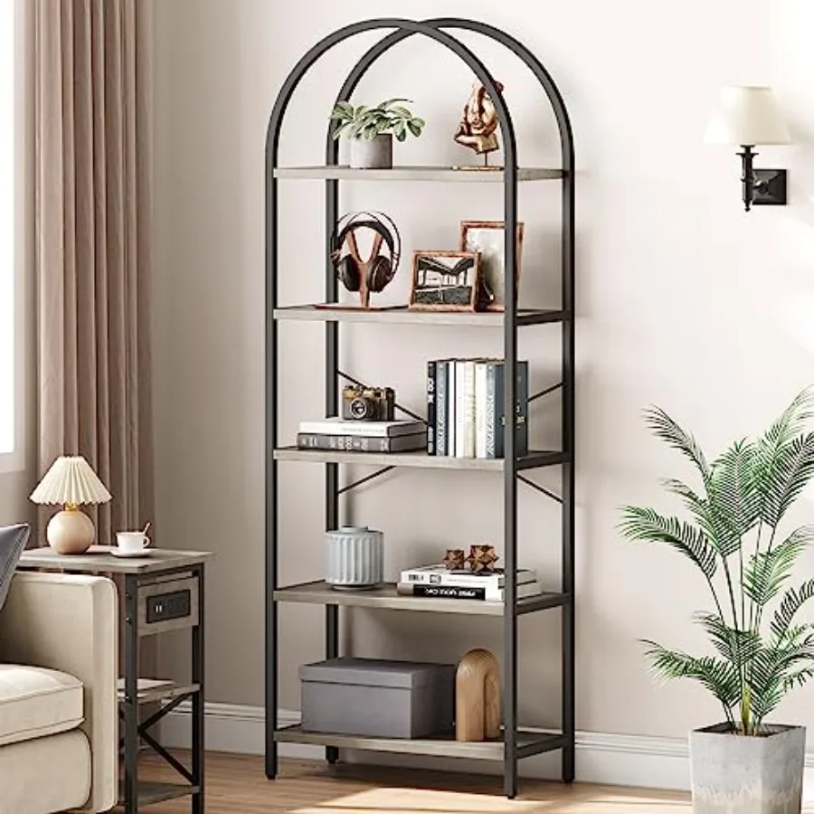 5-Tier Arched Bookshelf with Metal Frame Marble Look Shelves Tall Freestanding Display Shelf in White Modern Storage Organizer
5-Tier Arched Bookshelf with Metal Frame Marble Look Shelves Tall Freestanding Display Shelf in White Modern Storage Organizer