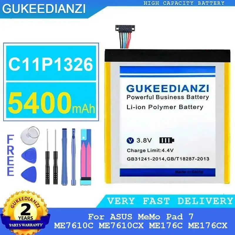 Tablet Battery C11P1326 5400Mah Durable For Asus Memo Pad 7 ME7610C ME7610CX ME176C ME176CX
Tablet Battery C11P1326 5400Mah Durable For Asus Memo Pad 7 ME7610C ME7610CX ME176C ME176CX