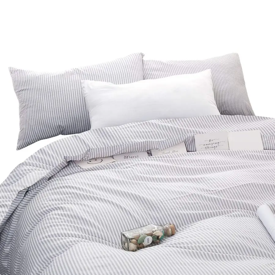 Striped Cotton Duvet Cover Set, Ticking Stripe Pinstripe Farmhouse, 100 Cotton Bedding Set, 3 Pieces, Gray White, Full Size
Striped Cotton Duvet Cover Set, Ticking Stripe Pinstripe Farmhouse, 100 Cotton Bedding Set, 3 Pieces, Gray White, Full Size