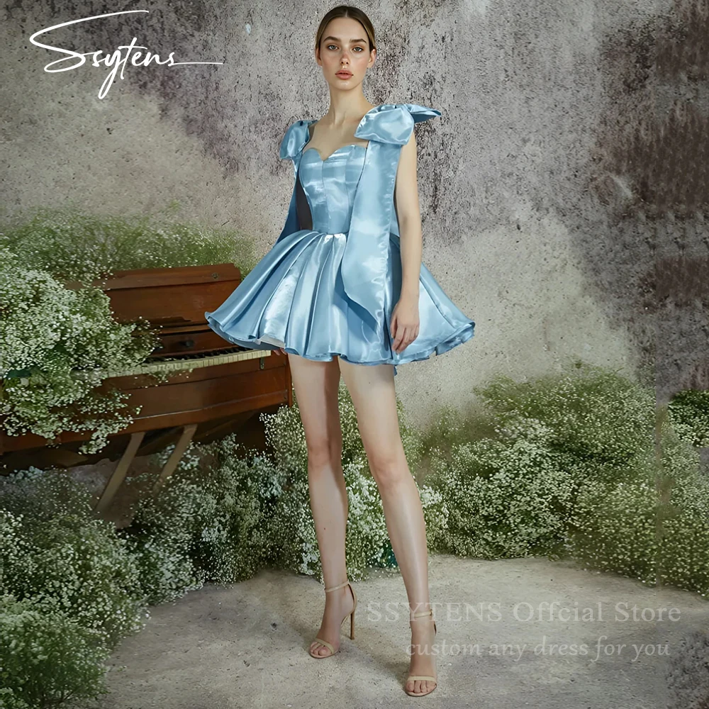 SSYTENS Short Prom Dresses Sexy Ribbon Bow Sleeves Satin Wedding Party Dress Lace Up Back Backless Homecoming Dresses Customized
SSYTENS Short Prom Dresses Sexy Ribbon Bow Sleeves Satin Wedding Party Dress Lace Up Back Backless Homecoming Dresses Customized