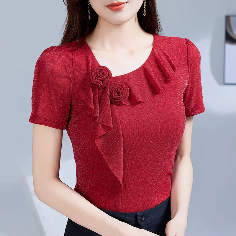 Summer New Arrival Latin Dance Modern Dance Top Stylish Lace Blouse Floral Short-Sleeve T-Shirt Women's Top Elegant Dancewear
Summer New Arrival Latin Dance Modern Dance Top Stylish Lace Blouse Floral Short-Sleeve T-Shirt Women's Top Elegant Dancewear