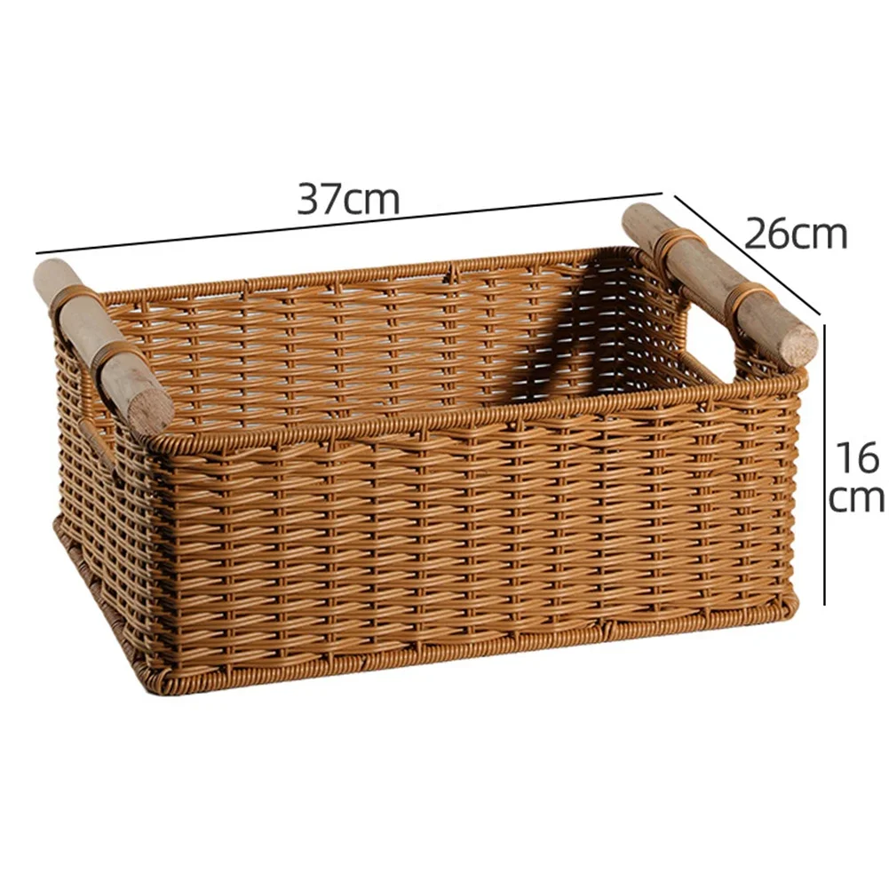 Удобная корзина из искусственного ротанга размером 30x30x21 см с деревянными ручками для хранения вещей в ванной, на кухне или в барной зоне
Удобная корзина из искусственного ротанга размером 30x30x21 см с деревянными ручками для хранения вещей в ванной, на кухне или в барной зоне