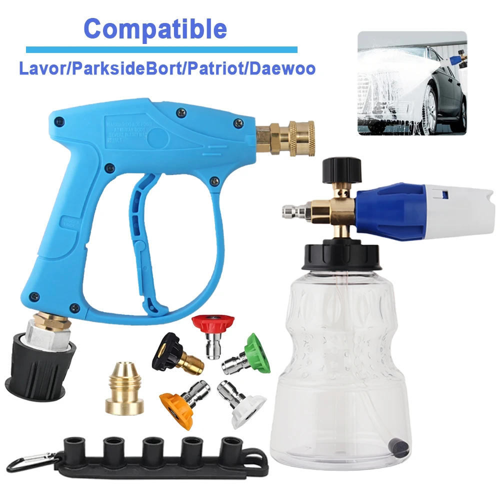 Универсальный пистолет для мойки высокого давления и набор пенопластовых пушек, 5 распылительных насадок, подходят для Lavor/Parkside/Bort/Patriot/Daewoo, регулируемый утечка пенопласта-Pr
Универсальный пистолет для мойки высокого давления и набор пенопластовых пушек, 5 распылительных насадок, подходят для Lavor/Parkside/Bort/Patriot/Daewoo, регулируемый утечка пенопласта-Pr