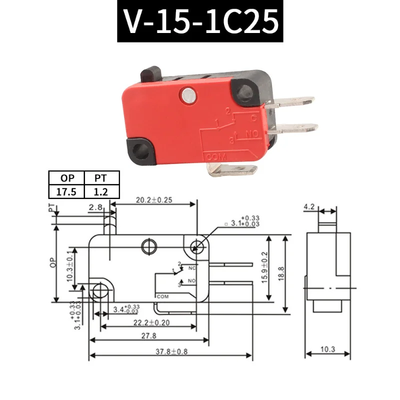 5pcs Travel Limit Switch Micro Switch Self-resetting V-152-1C25 3-pin Miniature Push Button Tactile Microswitch V-152 V-153 V-15
5pcs Travel Limit Switch Micro Switch Self-resetting V-152-1C25 3-pin Miniature Push Button Tactile Microswitch V-152 V-153 V-15
