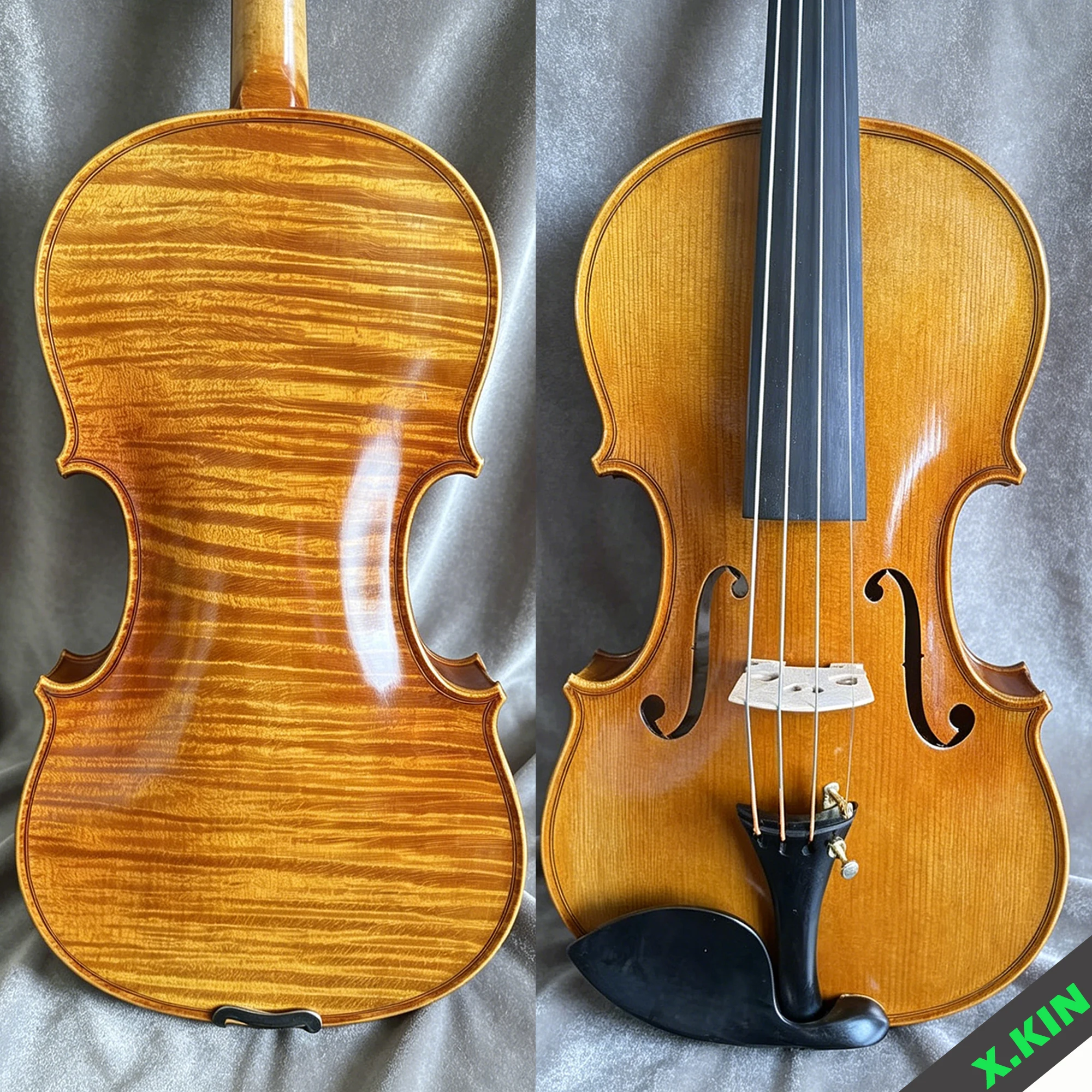 4/4 Professional Handmade Violin, One-Piece Solid Wood, Flamed Maple, Ebony Hardware, Handmade Varnish
4/4 Professional Handmade Violin, One-Piece Solid Wood, Flamed Maple, Ebony Hardware, Handmade Varnish