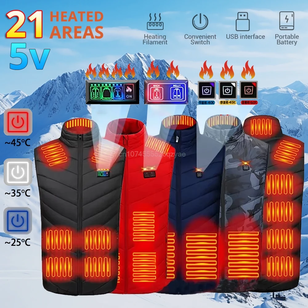 21 Areas Heated Vest Winter Jacket Heated Men Womens Electric Usb Heater Skiing Jacket Man Thermal Vest Body Warmer Coat 6XL
21 Areas Heated Vest Winter Jacket Heated Men Womens Electric Usb Heater Skiing Jacket Man Thermal Vest Body Warmer Coat 6XL