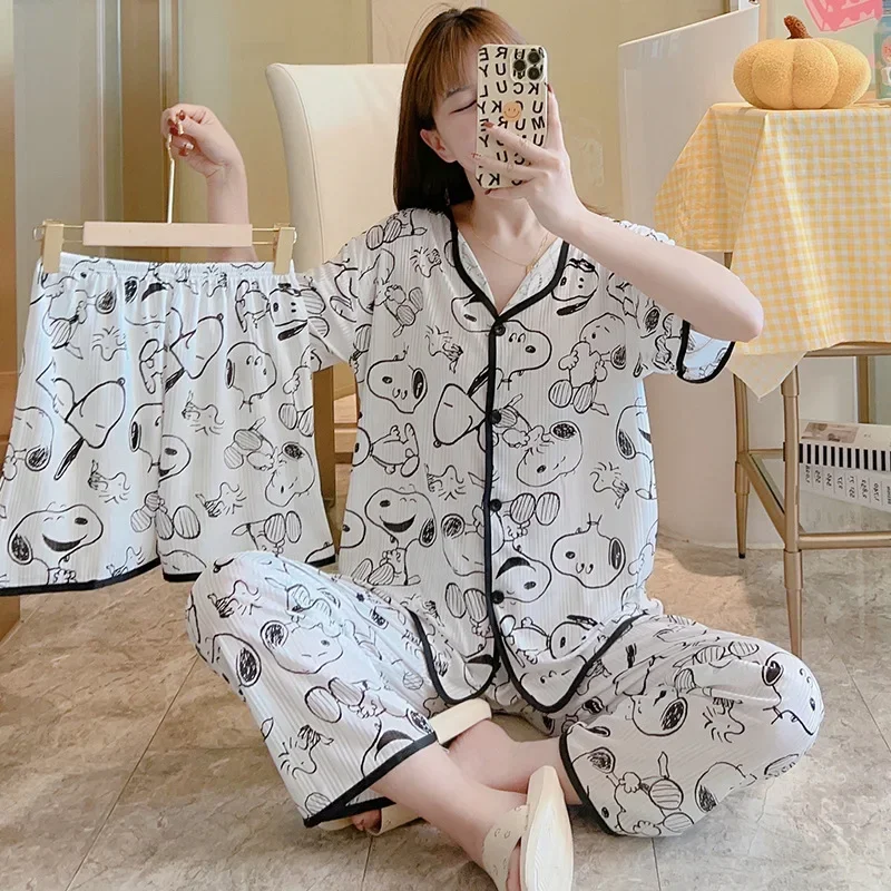 Snoopy Spring and Summer Women's Pajamas Cartoon Fashion Cute Short Sleeve Pants sleepwear T-shirt Home clothes
Snoopy Spring and Summer Women's Pajamas Cartoon Fashion Cute Short Sleeve Pants sleepwear T-shirt Home clothes