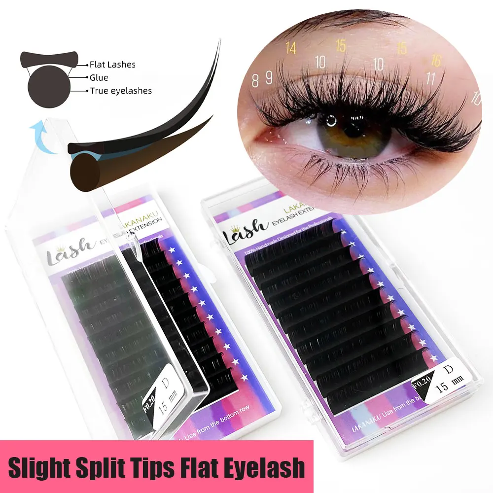 LAKANAKU Flat Ellipse Eyelashes Split Tips 0.15 0.20 Matte Black Super Soft Natural Eyelash Extension
LAKANAKU Flat Ellipse Eyelashes Split Tips 0.15 0.20 Matte Black Super Soft Natural Eyelash Extension