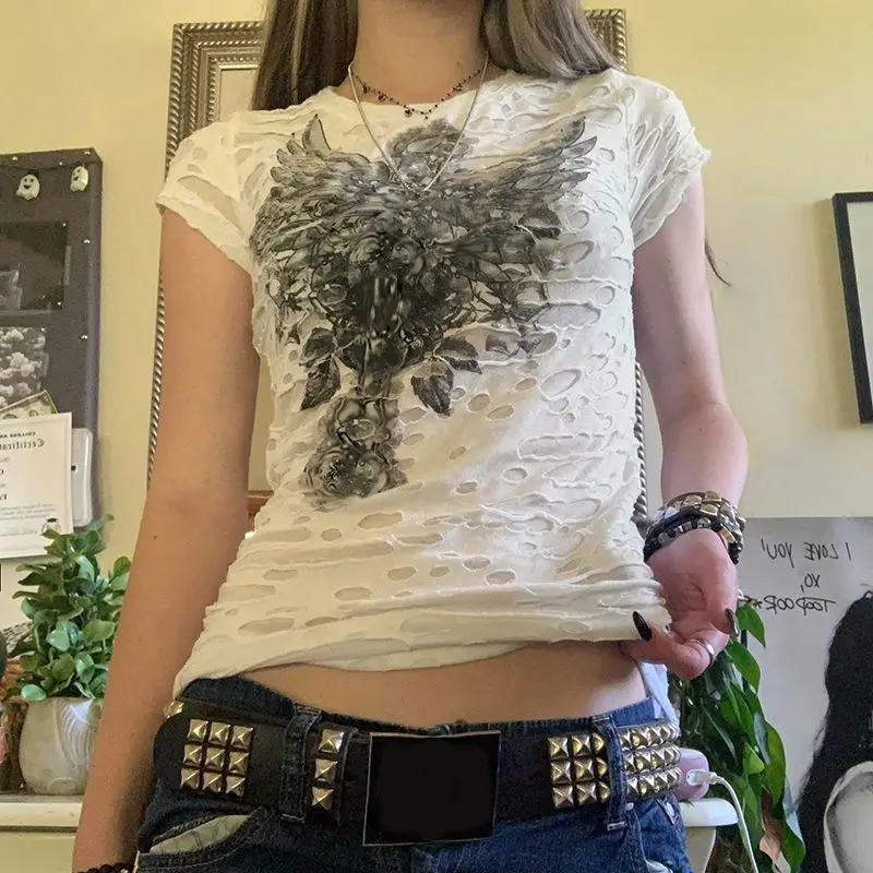 Эстетическая футболка Y2k Goth Harajuku Hole Vintage Punk Print 2000s Crop Top Sexy Chic Streetwear Tee Women Gyaru Rock Emo Fashion
Эстетическая футболка Y2k Goth Harajuku Hole Vintage Punk Print 2000s Crop Top Sexy Chic Streetwear Tee Women Gyaru Rock Emo Fashion