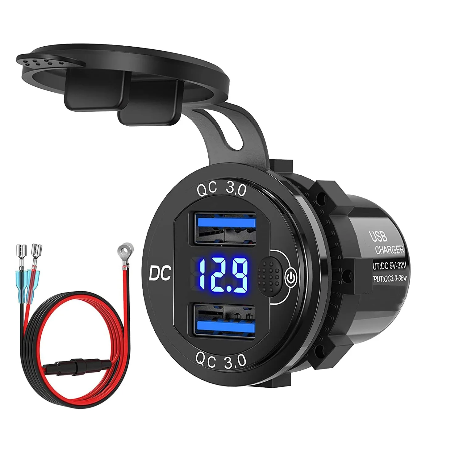 Автомобильное зарядное устройство, металлический переключатель, металлический переключатель автомобильного зарядного устройства, двойной USB QC3.0, вольтметр для быстрой зарядки, порт для зарядки автомобиля
Автомобильное зарядное устройство, металлический переключатель, металлический переключатель автомобильного зарядного устройства, двойной USB QC3.0, вольтметр для быстрой зарядки, порт для зарядки автомобиля