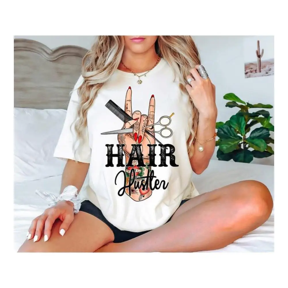 Hair Hustler Hair Stylist T-shirt for Women, Funny Rock Hand Graphic Tee, Cosmetologist Vintage Punk Salon Workwear Top
Hair Hustler Hair Stylist T-shirt for Women, Funny Rock Hand Graphic Tee, Cosmetologist Vintage Punk Salon Workwear Top