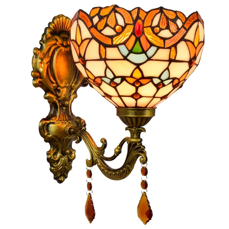 Tiffany Baroque upward mirror headlight European and American pastoral crystal bedside wall lamp, aisle balcony wall lamp
Tiffany Baroque upward mirror headlight European and American pastoral crystal bedside wall lamp, aisle balcony wall lamp