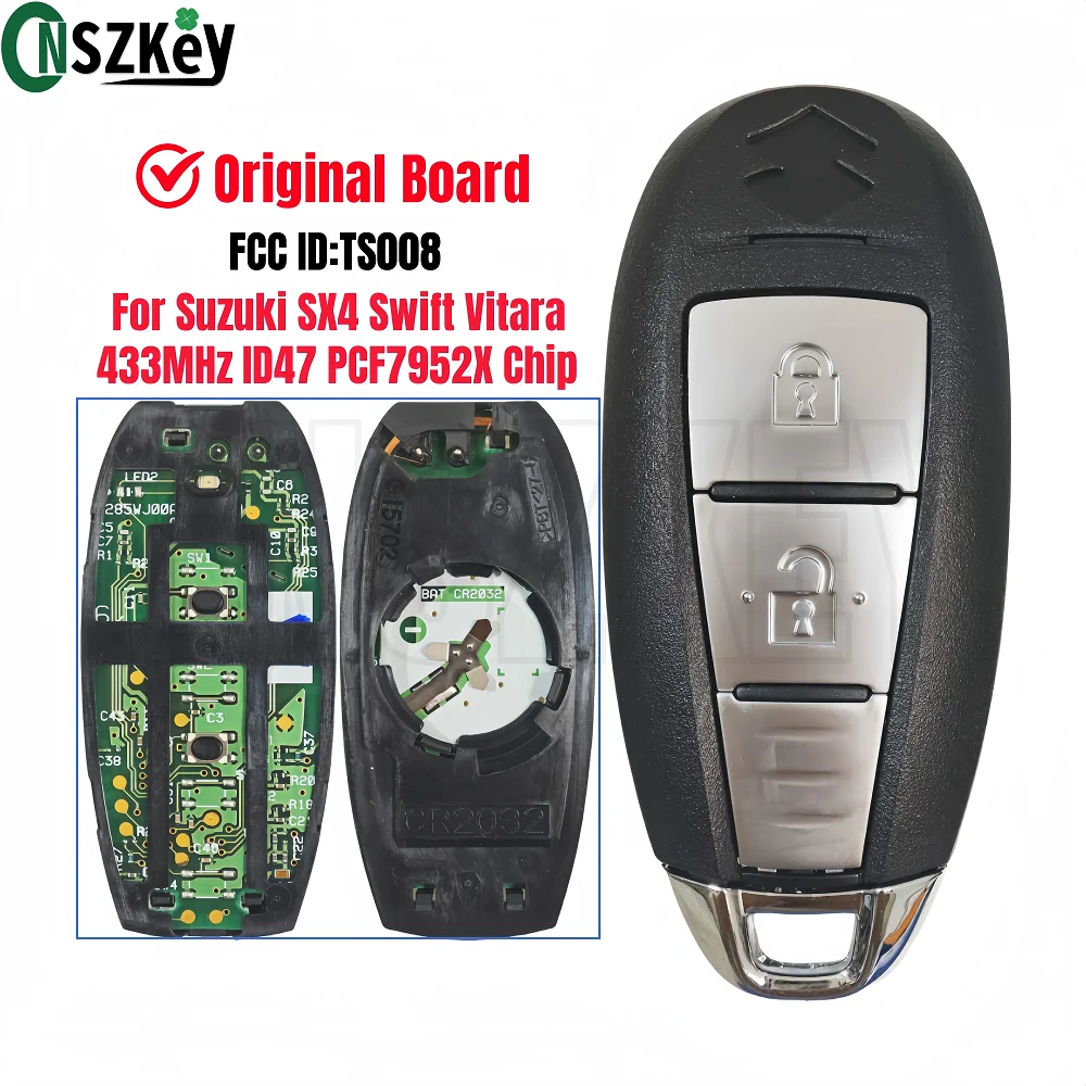 SOLOKEYS FCCID:TS008 Original Board For Suzuki SX4 Swift Vitara Remote Key Aftermarket Key Shel 433Mhz 47 HITAG3 7952X Chip
SOLOKEYS FCCID:TS008 Original Board For Suzuki SX4 Swift Vitara Remote Key Aftermarket Key Shel 433Mhz 47 HITAG3 7952X Chip