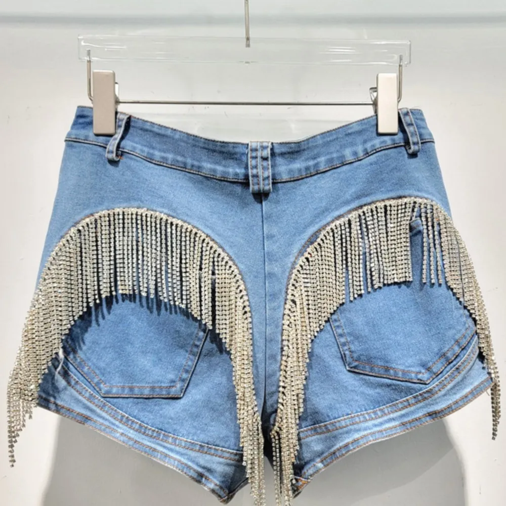 diamond tassel splicing high waisted denim shorts female elastic jeans women
diamond tassel splicing high waisted denim shorts female elastic jeans women