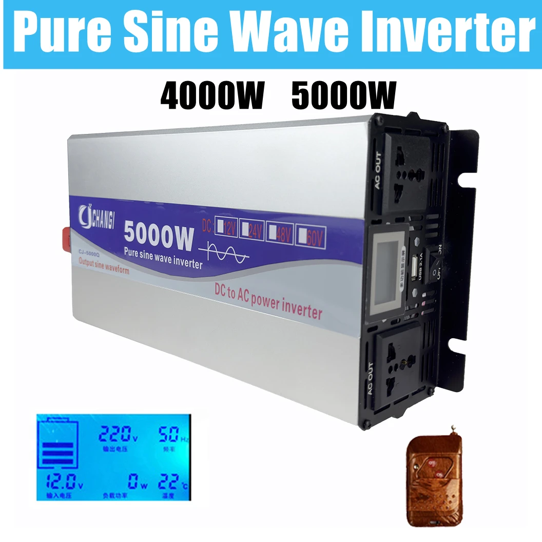 Pure Sine Wave Inverter 4000W 5000W DC12V 24V To AC 220V 110V Voltage Transformer Power Converter Solar Power Inverter
Pure Sine Wave Inverter 4000W 5000W DC12V 24V To AC 220V 110V Voltage Transformer Power Converter Solar Power Inverter