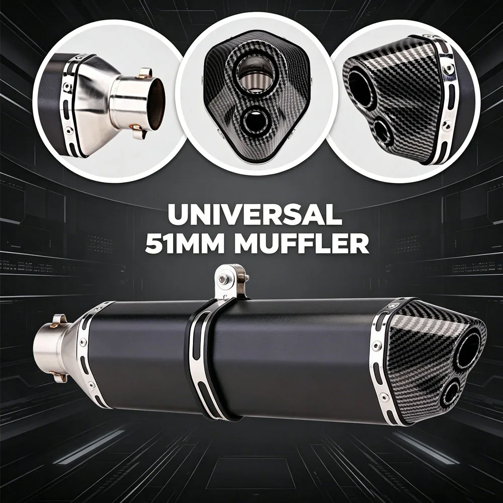 Motorcycle Exhaust 470MM Muffler With DB Killer Universal 51MM Escape Tail Tube For CBR300R ZX25R SPRINT G310R MONSTER NMAX155
Motorcycle Exhaust 470MM Muffler With DB Killer Universal 51MM Escape Tail Tube For CBR300R ZX25R SPRINT G310R MONSTER NMAX155