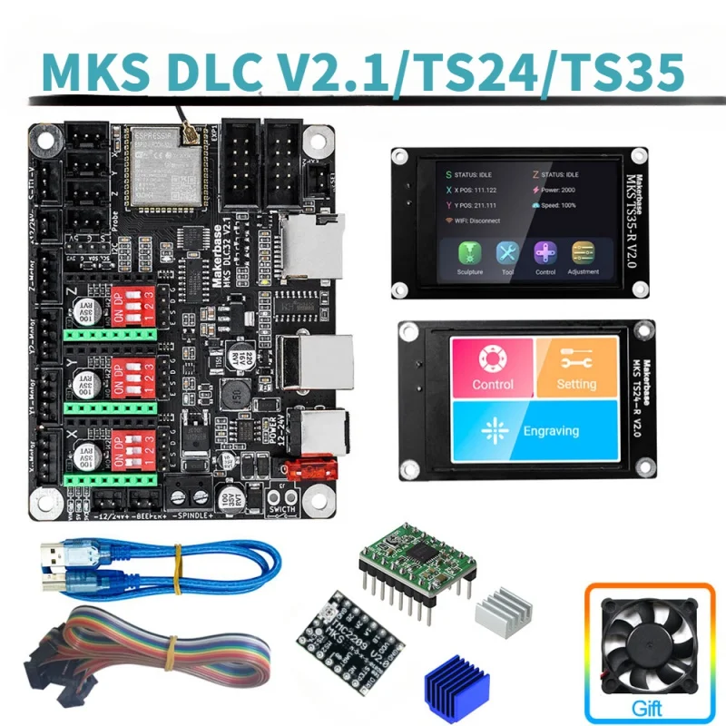 Автономный контроллер MKS DLC32 материнская плата 32 бит ESP32 WIFI GRBL TFT сенсорный экран для рабочего стола CNC лазерная гравировальная машина детали
Автономный контроллер MKS DLC32 материнская плата 32 бит ESP32 WIFI GRBL TFT сенсорный экран для рабочего стола CNC лазерная гравировальная машина детали