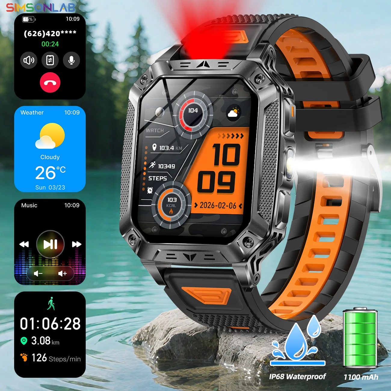 NEW Outdoor Sports Smart Watch 2.01-inch Screen Wireless Call Health Monitor Voice Assistant 1400mAH Battery Flashlight for Men
NEW Outdoor Sports Smart Watch 2.01-inch Screen Wireless Call Health Monitor Voice Assistant 1400mAH Battery Flashlight for Men
