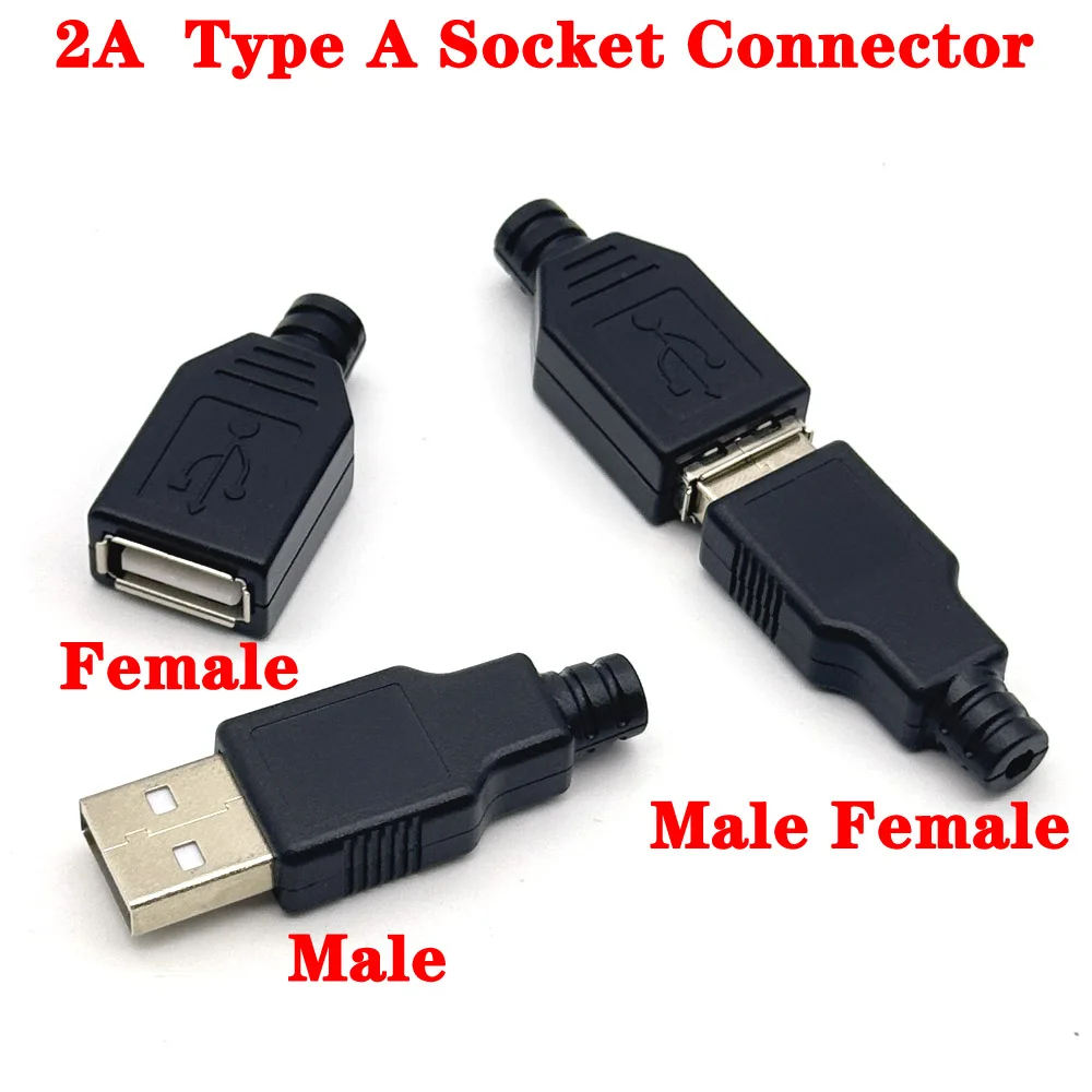 USB Type A Connector Male Female 4 Pin Plug Socket With Black White Plastic Cover USB 2.0 Type-A Soldering DIY Kits
USB Type A Connector Male Female 4 Pin Plug Socket With Black White Plastic Cover USB 2.0 Type-A Soldering DIY Kits