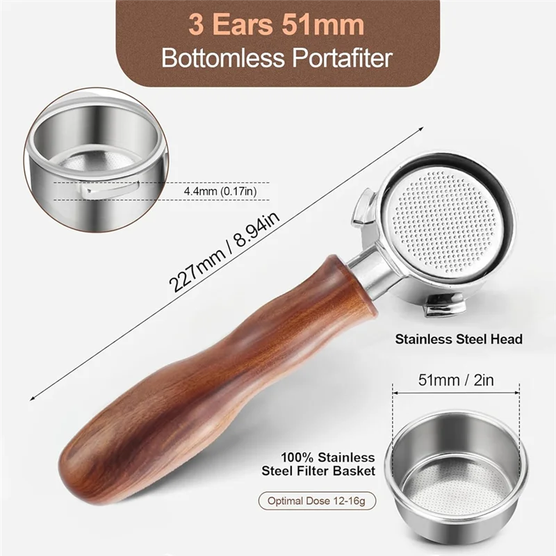 X11A 51 мм бездонный портафильтр с шайбой, профессиональный портафильтр для эспрессо из нержавеющей стали с 3 ушками 
X11A 51 мм бездонный портафильтр с шайбой, профессиональный портафильтр для эспрессо из нержавеющей стали с 3 ушками