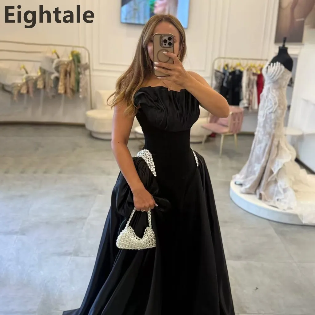 Eightale 2025 Black A Line Jersey Evening Dress Strapless Prom Dress WIth Train Beaded Saudi Arabic Party Gown Customized
Eightale 2025 Black A Line Jersey Evening Dress Strapless Prom Dress WIth Train Beaded Saudi Arabic Party Gown Customized