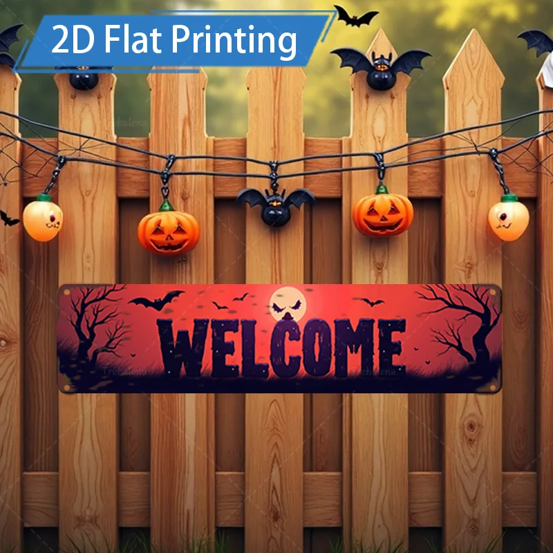 1pc Metal Sign, 4x16inch Halloween Welcome Sign with Bats and Pumpkins for Fence Decor
1pc Metal Sign, 4x16inch Halloween Welcome Sign with Bats and Pumpkins for Fence Decor