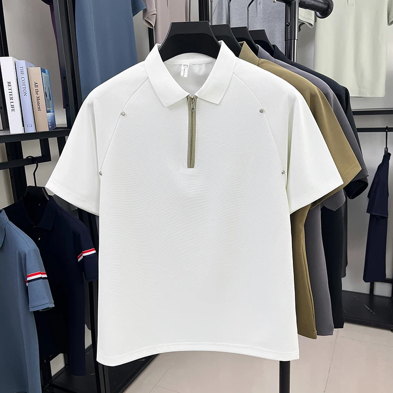 Light luxury men's short sleeve polo shirt summer fashion personality half zipper Korean style loose comfort solid color T-shirt
Light luxury men's short sleeve polo shirt summer fashion personality half zipper Korean style loose comfort solid color T-shirt