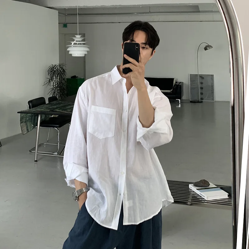 Men's Solid Color Loose Breathable Simple Basic Daily Turn-down Collar Long Sleeve Breathable Shirts Coats Male New Fashion Tops
Men's Solid Color Loose Breathable Simple Basic Daily Turn-down Collar Long Sleeve Breathable Shirts Coats Male New Fashion Tops