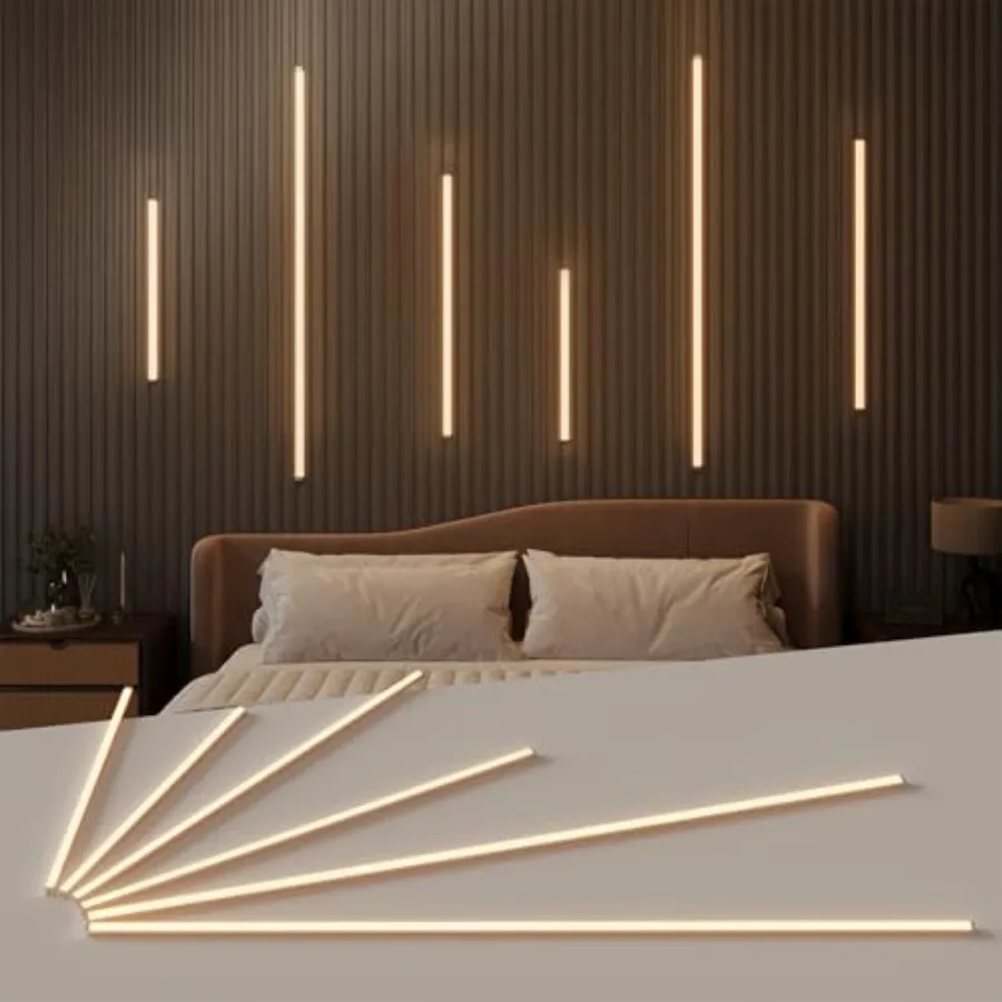 LED Recessed Lighting Kit - 6Pcs Self-Adhesive LED Strip Lights for Interior Wood Slat Wall. Dimmable 3000K Wall Panel Lamps wi
LED Recessed Lighting Kit - 6Pcs Self-Adhesive LED Strip Lights for Interior Wood Slat Wall. Dimmable 3000K Wall Panel Lamps wi