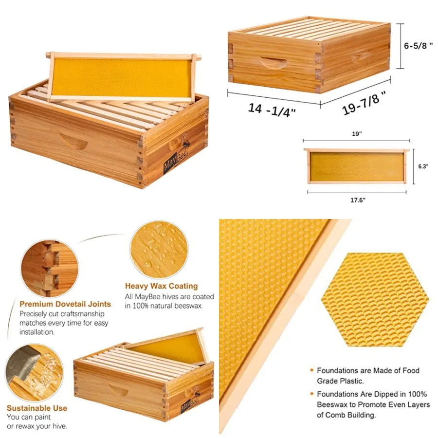 8-Frame Beehive Box Langstroth Medium Super Bee Box for Sale Wax Coated Bee Hives Includes Wooden Frames and Waxed Foundations
8-Frame Beehive Box Langstroth Medium Super Bee Box for Sale Wax Coated Bee Hives Includes Wooden Frames and Waxed Foundations