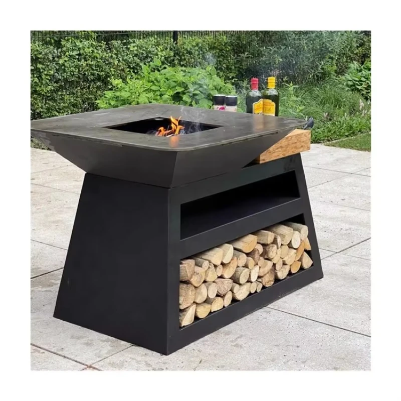 BBQ Set Outdoor Charcoal BBQ Metal Fire Pit with BBQ Table
BBQ Set Outdoor Charcoal BBQ Metal Fire Pit with BBQ Table