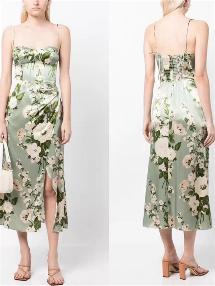 100% Silk Women Slit Hem Sling Dress Floral Printed Slim Square Collar Lace Up High Waist Ladies Elegant Temperament Midi Robe
100% Silk Women Slit Hem Sling Dress Floral Printed Slim Square Collar Lace Up High Waist Ladies Elegant Temperament Midi Robe