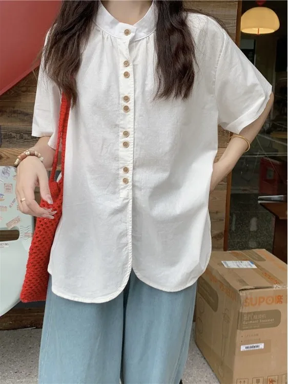 plus Size Women's Simple Cotton Linen Short Sleeve Stand Collar Striped Skirt Set Summer Fashion Loose Fit Shirt Half Body
plus Size Women's Simple Cotton Linen Short Sleeve Stand Collar Striped Skirt Set Summer Fashion Loose Fit Shirt Half Body
