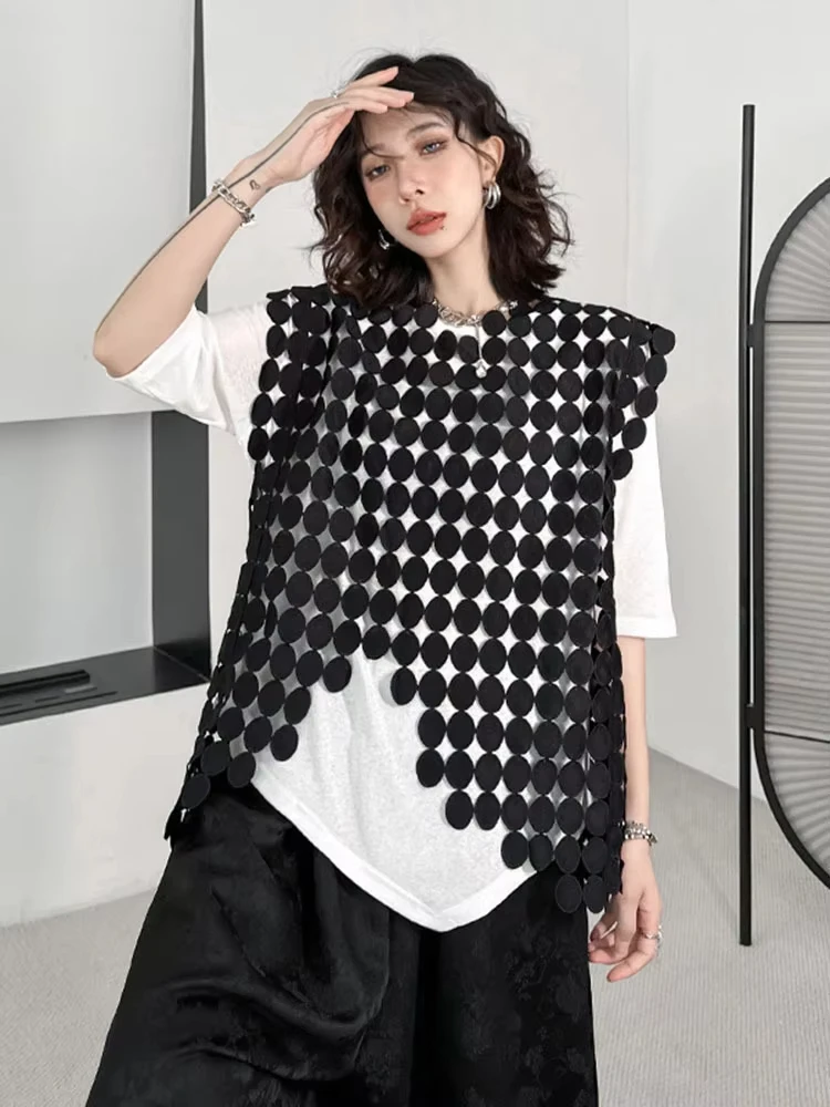 Women Black Hollow Out Big Size Vest New Round Neck Sleeveless Personality loose Fashion Tide Spring Summer 2024 1DF9299
Women Black Hollow Out Big Size Vest New Round Neck Sleeveless Personality loose Fashion Tide Spring Summer 2024 1DF9299