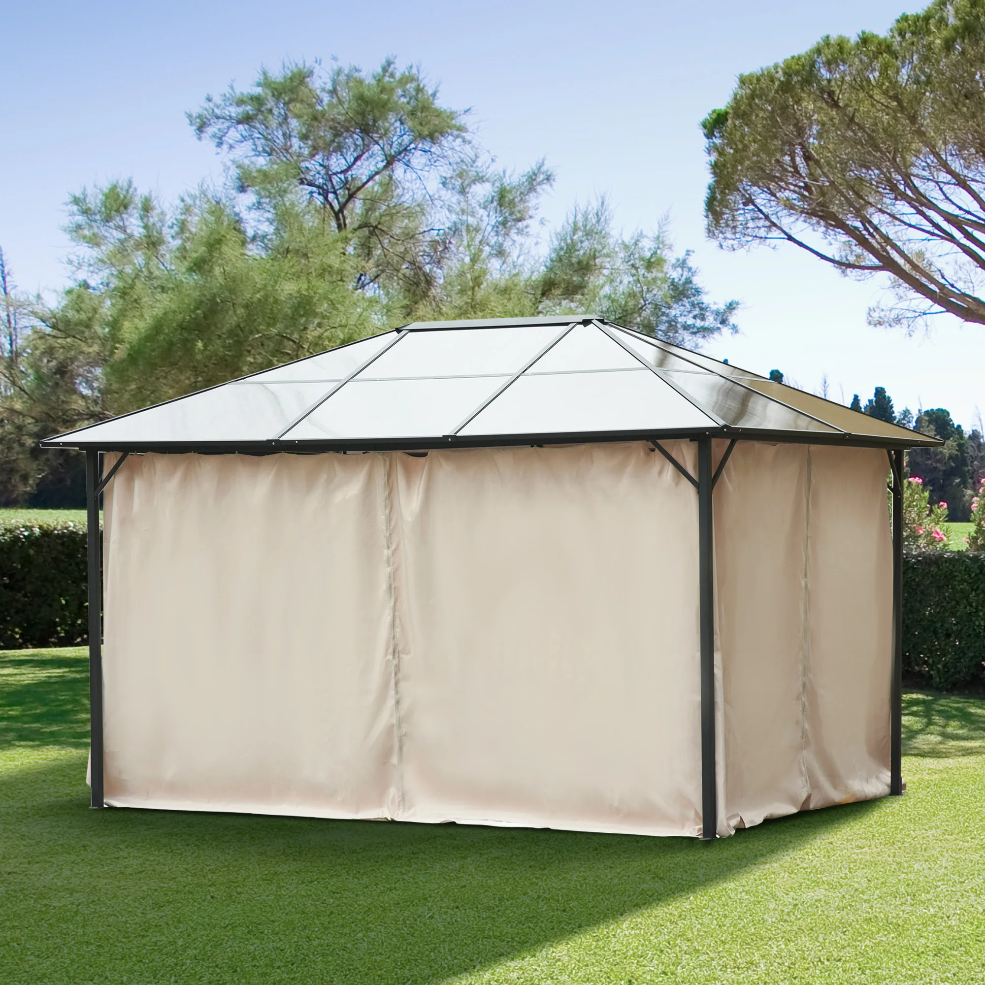 9.84' x 13.1' Gazebo Sidewall Set with Hooks/C-Rings, Beige
9.84' x 13.1' Gazebo Sidewall Set with Hooks/C-Rings, Beige