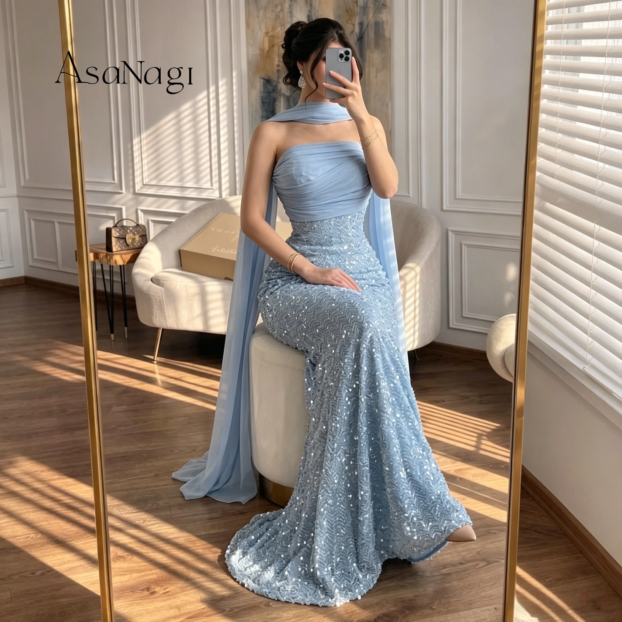 Heavy-duty strapless rhinestone-embellished slim-fit mermaid maxi dress for banquets, birthday parties, and adult occasions.
Heavy-duty strapless rhinestone-embellished slim-fit mermaid maxi dress for banquets, birthday parties, and adult occasions.