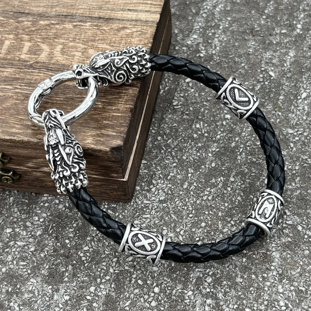Viking Dragon Heads Nordic Runes Beads Diy Mens Womens Leather Bracelet Mythology Scandinavian Accessories Jewelry
Viking Dragon Heads Nordic Runes Beads Diy Mens Womens Leather Bracelet Mythology Scandinavian Accessories Jewelry