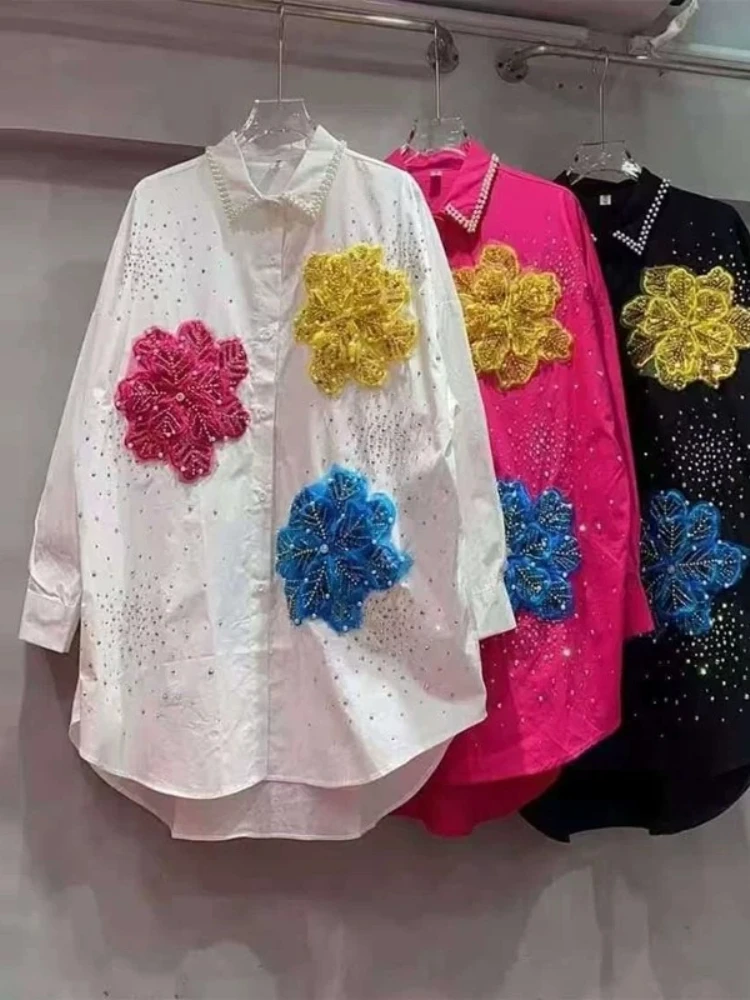 Top High End 2025 Spring New Sophisticated Lapel Long Sleeve Loose Elegant Shirt Heavy Beaded Chic Three D Flowers Blouse Women
Top High End 2025 Spring New Sophisticated Lapel Long Sleeve Loose Elegant Shirt Heavy Beaded Chic Three D Flowers Blouse Women